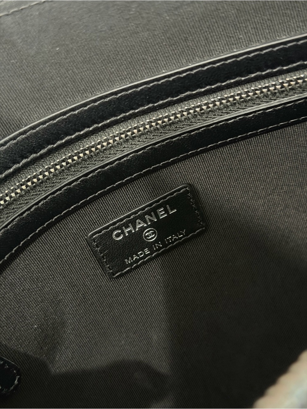 CHANEL Black Boy Chevron Quilted Zip Pouch/Clutch with Metal CC - Picture 8 of 10